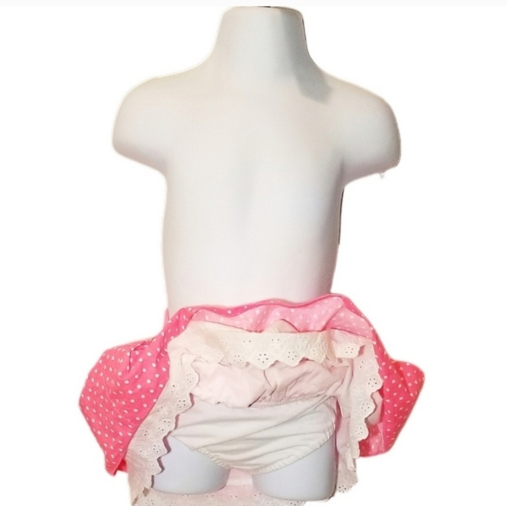 DISNEY BABY EYELET RUFFLE PINK POLKADOT SKORT 12 MOS - Picture 6 of 9